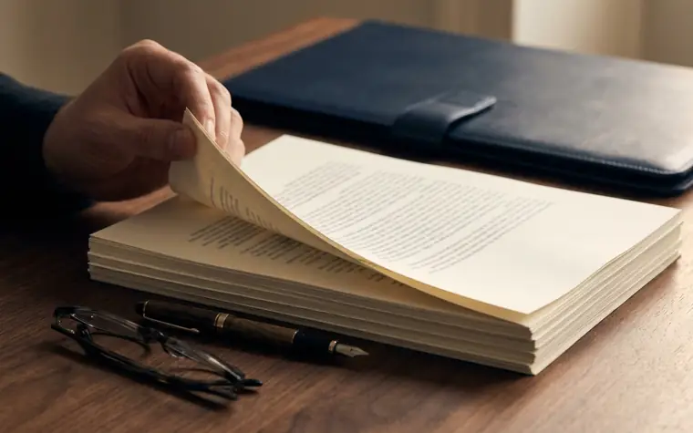 Relecture d'un contrat imprimé sur un bureau